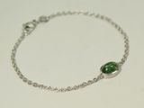 Feine Ankerkette aus Silber 925 mit ovalem Turmalin