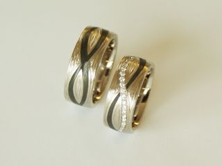 Eheringe Weissgold mit Carbon